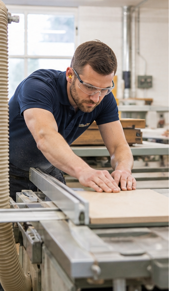 Craftsperson making fitted storage in the workshop