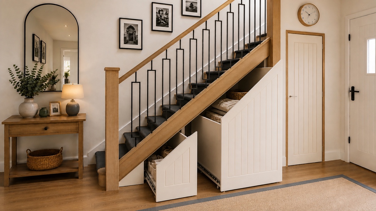 Under-stairs storage design example