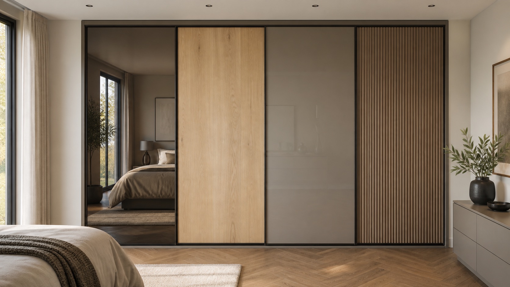 Fitted sliding wardrobe finish design example